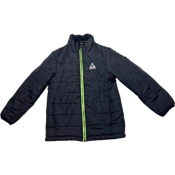 Gerry Jacket Quilted Full Zip Jacket Boys Small 7-8 Black Green Used - Picture 1 of 6